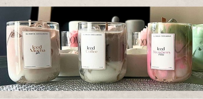 Iced strawberry matcha latte scented