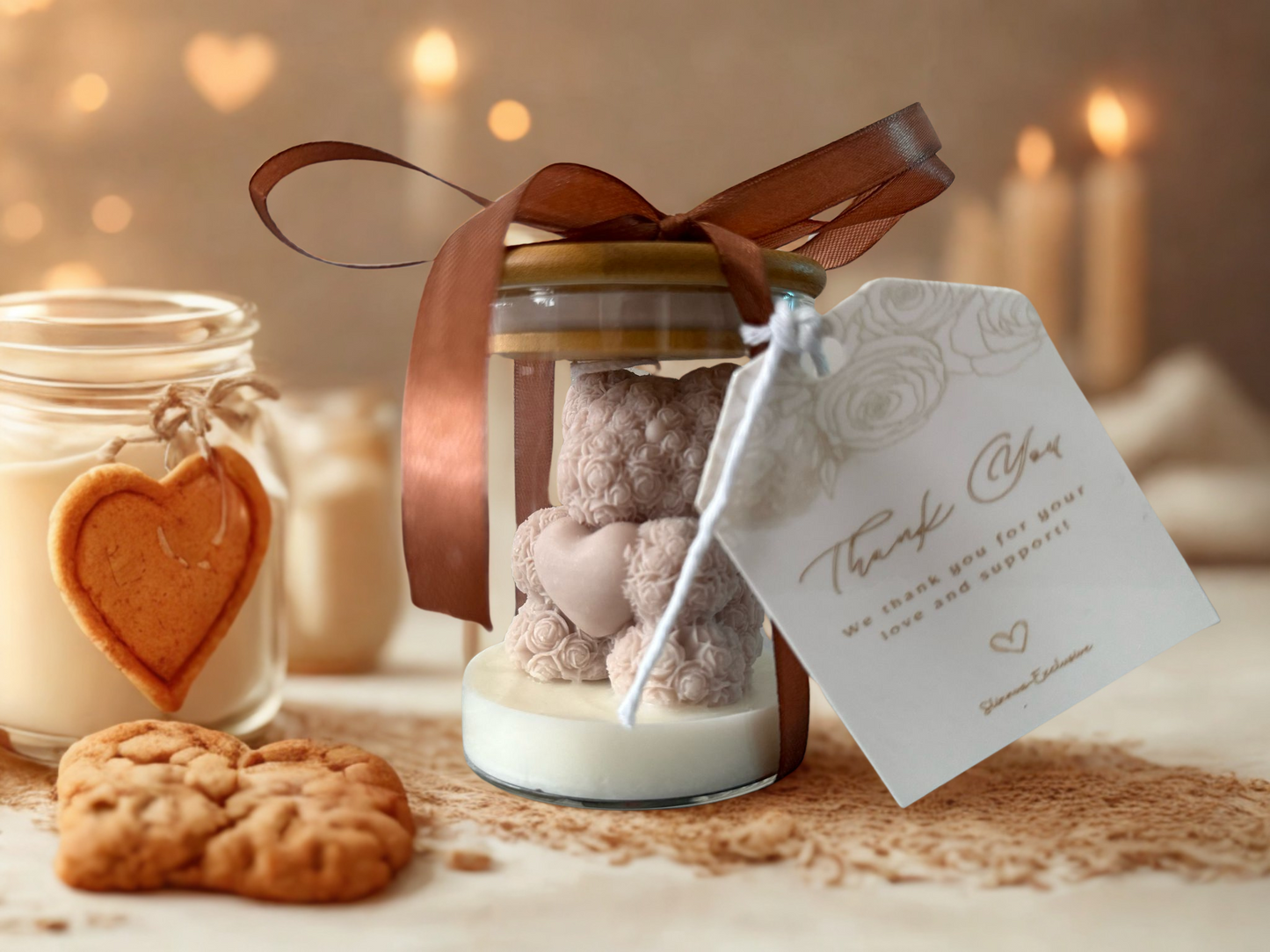 Rosy bear Candle set