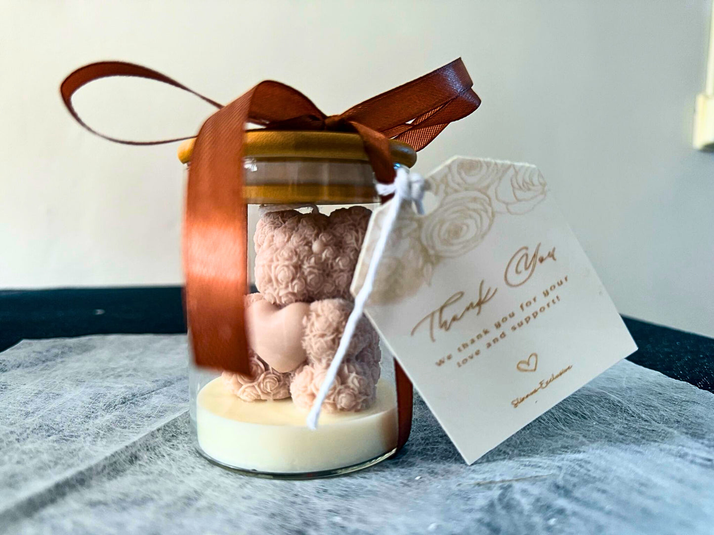 Rosy bear Candle set