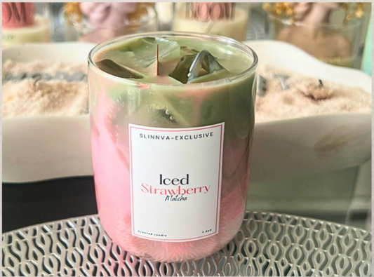 Iced strawberry matcha latte scented