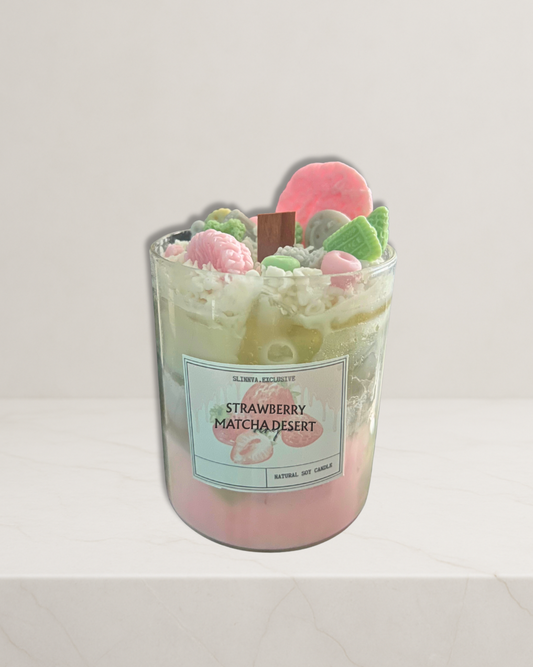 Strawberry Matcha Dessert Candle
